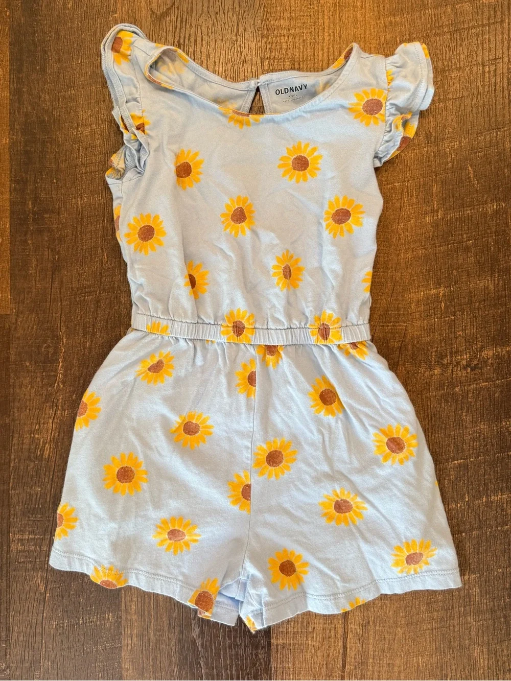 Old Navy girls sleeveless Light Blue Sunflower Print Romper
